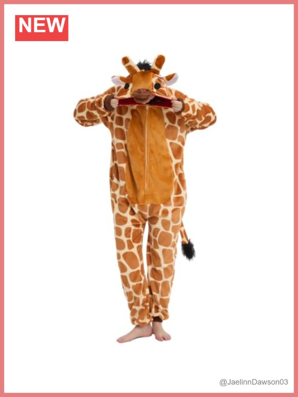 Unisex Giraffe Plush Onesie Halloween Costume Zip-Up Pajama